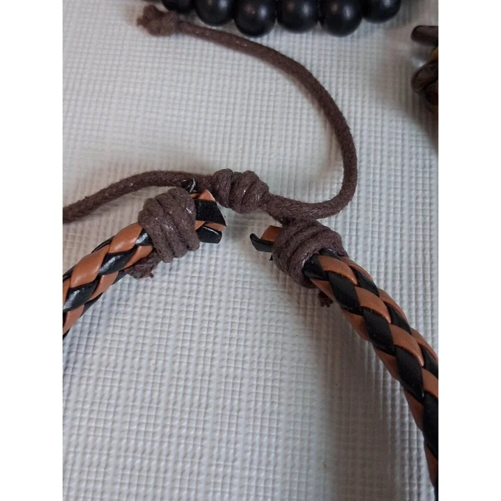 Tigers Eye Stretch Braided Sliding Knot Bundle of 4 Assorted Unisex Bracelets